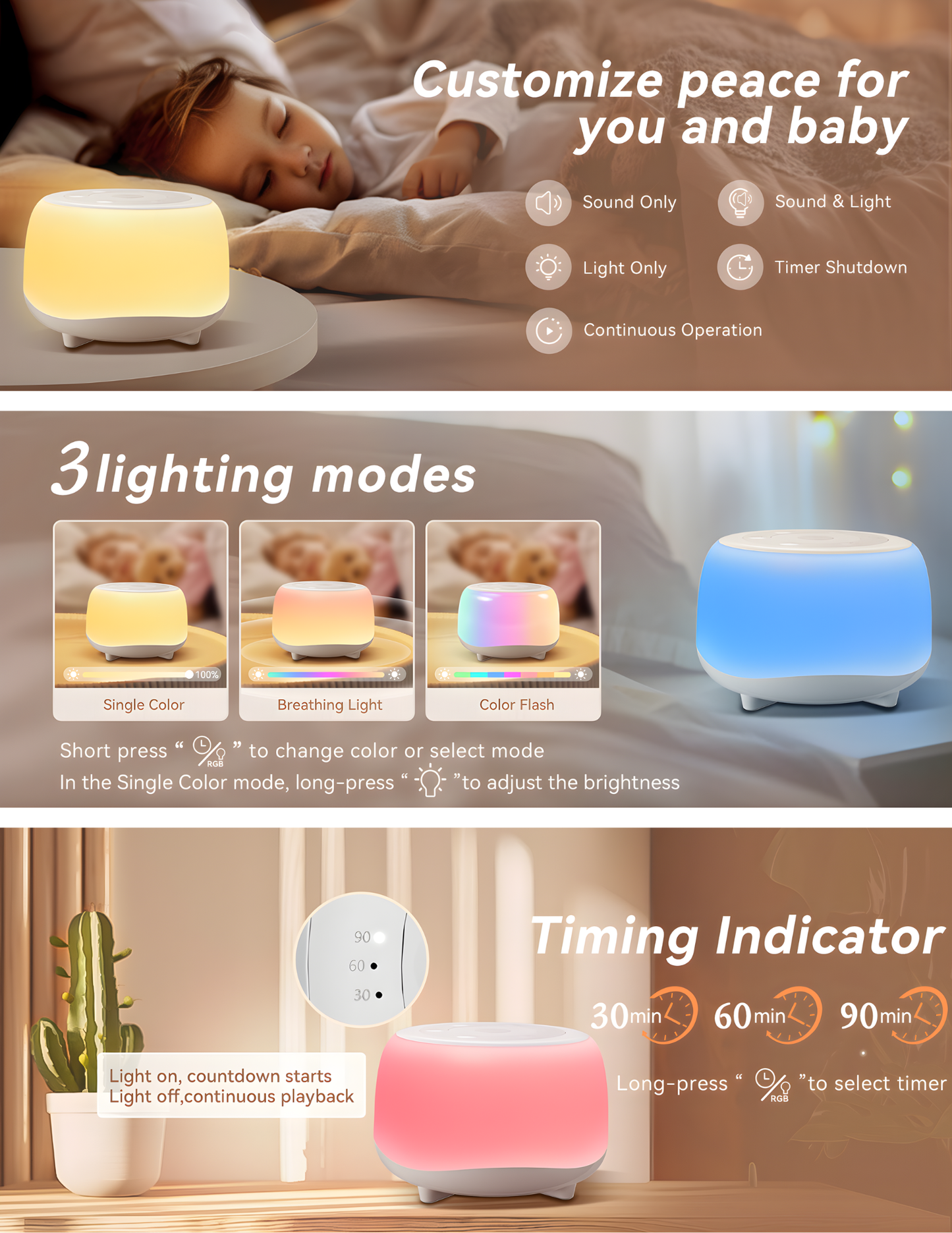 LumiSound™ Sleep Machine – White Noise & Night Light