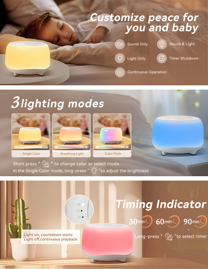 LumiSound™ Sleep Machine – White Noise & Night Light